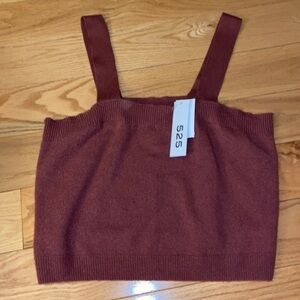 NWT 525 America cashmere cropped adjustable tank top, size L in rosewood